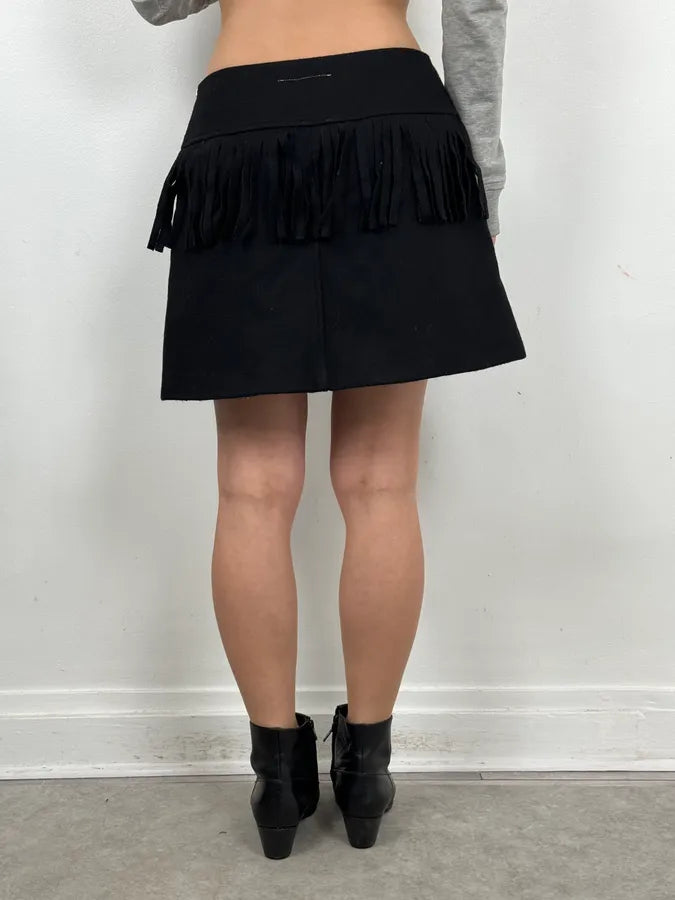 AW2020 Maison Margiela Black Fringe Trompe L’oeil Skirt XnGiPuI 3