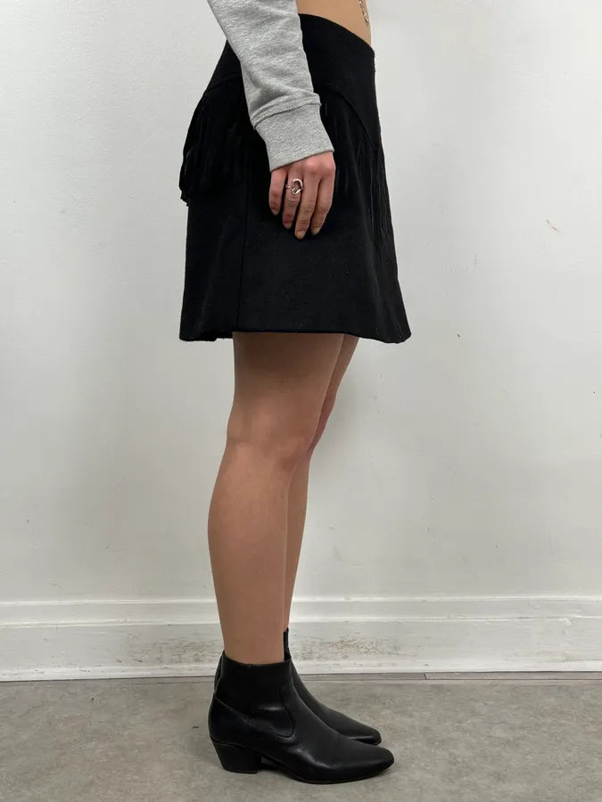 AW2020 Maison Margiela Black Fringe Trompe L’oeil Skirt XnGiPuI 1