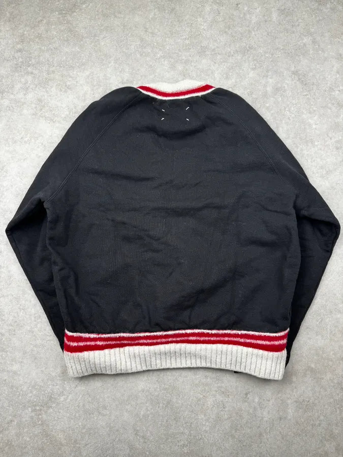 AW2020 Maison Margiela Black Candy Wool Stripes V-Neck Sweater zbesReI 1