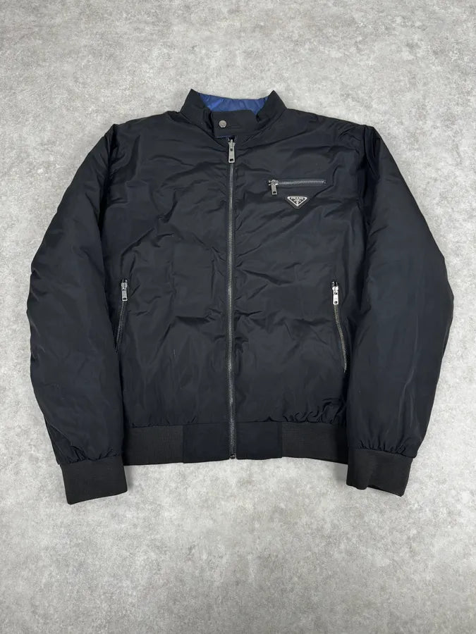 AW2020 Prada Black & Navy Reversible Puffer Hooded Jacket BuwdHDB 0