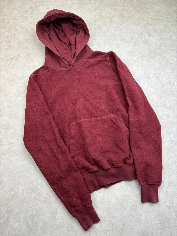 AW2020 Rick Owens Bordeaux Fleece Reverse Hoodie AAVkjKN 3