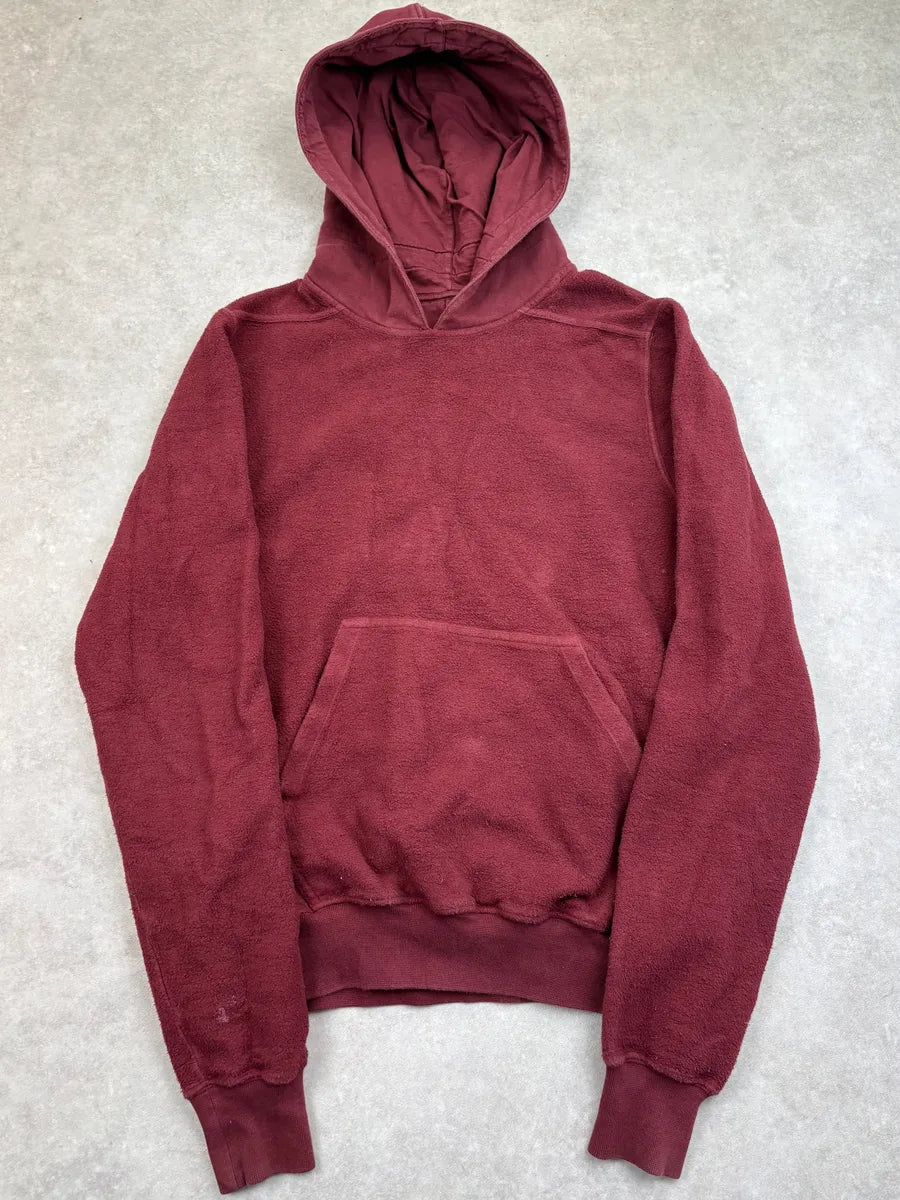 AW2020 Rick Owens Bordeaux Fleece Reverse Hoodie AAVkjKN 0