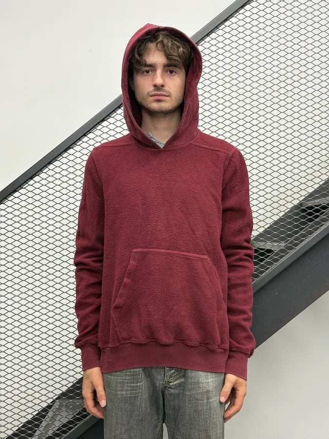 AW2020 Rick Owens Bordeaux Fleece Reverse Hoodie AAVkjKN 1