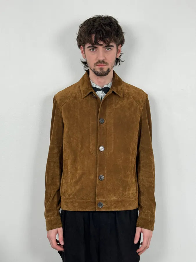 AW2020 Saint Laurent Brown Camel Suede Leather Trucker Jacket uVrrzhZ 1