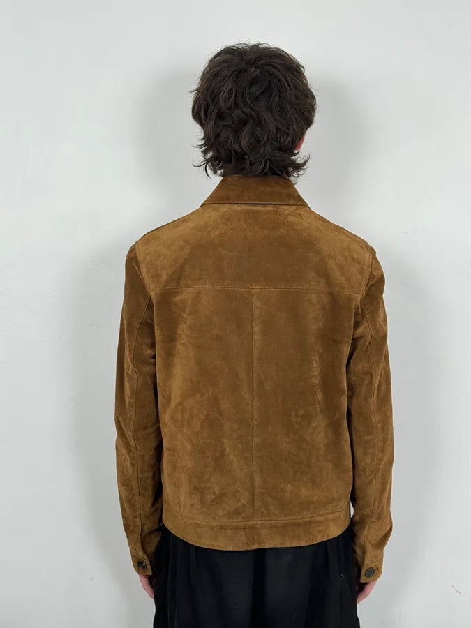 AW2020 Saint Laurent Brown Camel Suede Leather Trucker Jacket uVrrzhZ 2