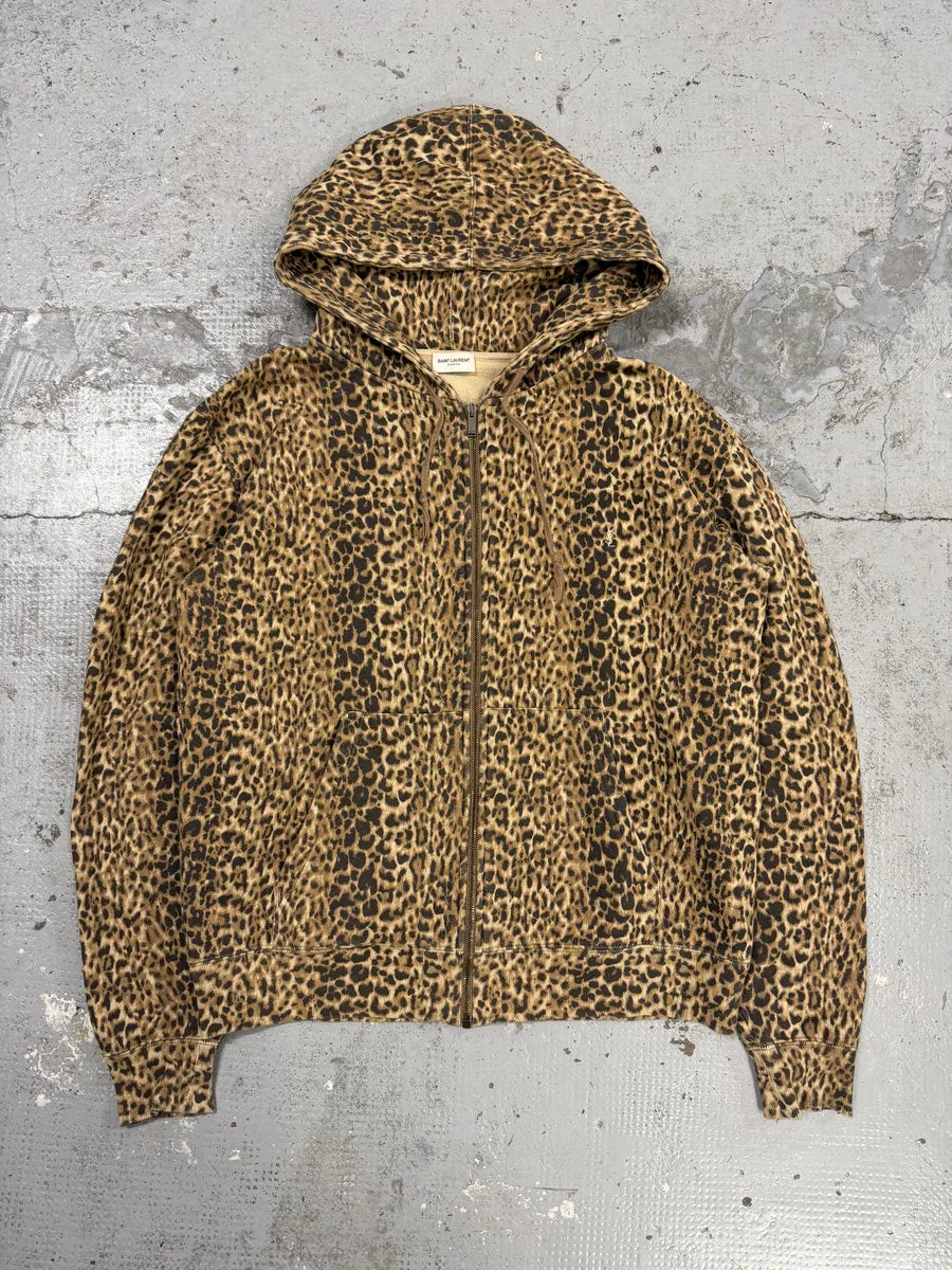 AW2020 Saint Laurent Leopard Zip-up Hoodie BBiKwUJ 0