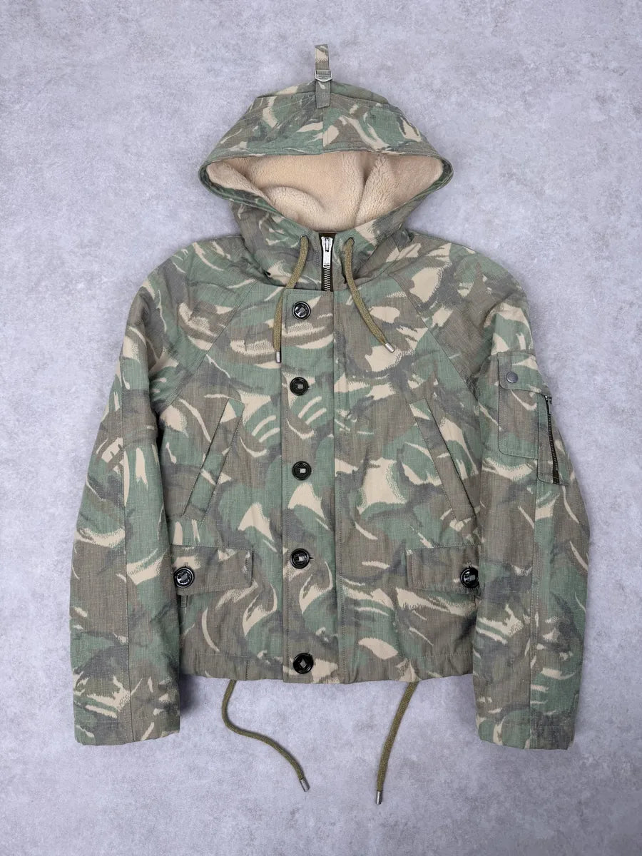 AW2020 Saint Laurent Military Hooded Camo Green Jacket OMrdhXg 0