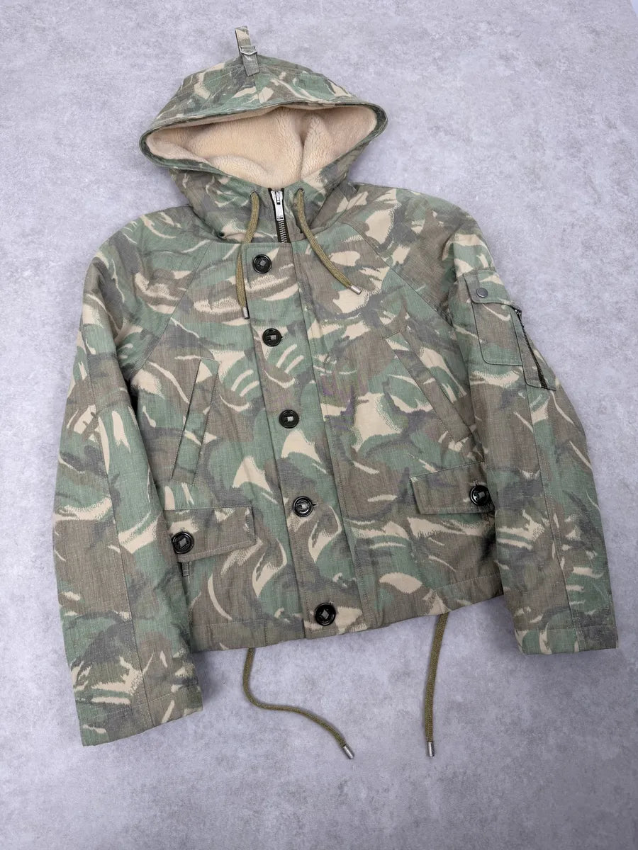 AW2020 Saint Laurent Military Hooded Camo Green Jacket OMrdhXg 1