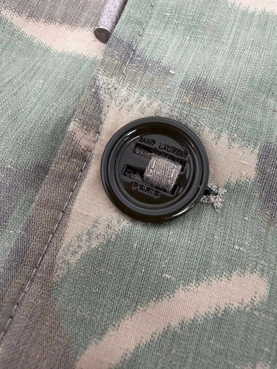 AW2020 Saint Laurent Military Hooded Camo Green Jacket OMrdhXg 6