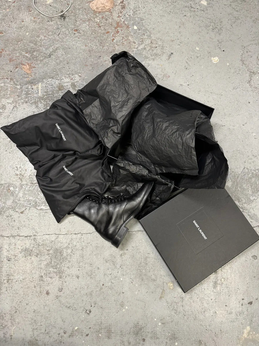 AW2020 Saint Laurent Stalker Black Leather Ankle Boots WaPWluJ 1