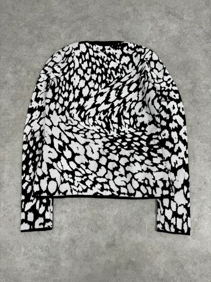 AW2021 Cavalli Black & White Irregular Volcano Pattern Sweater bMKnHbm 1