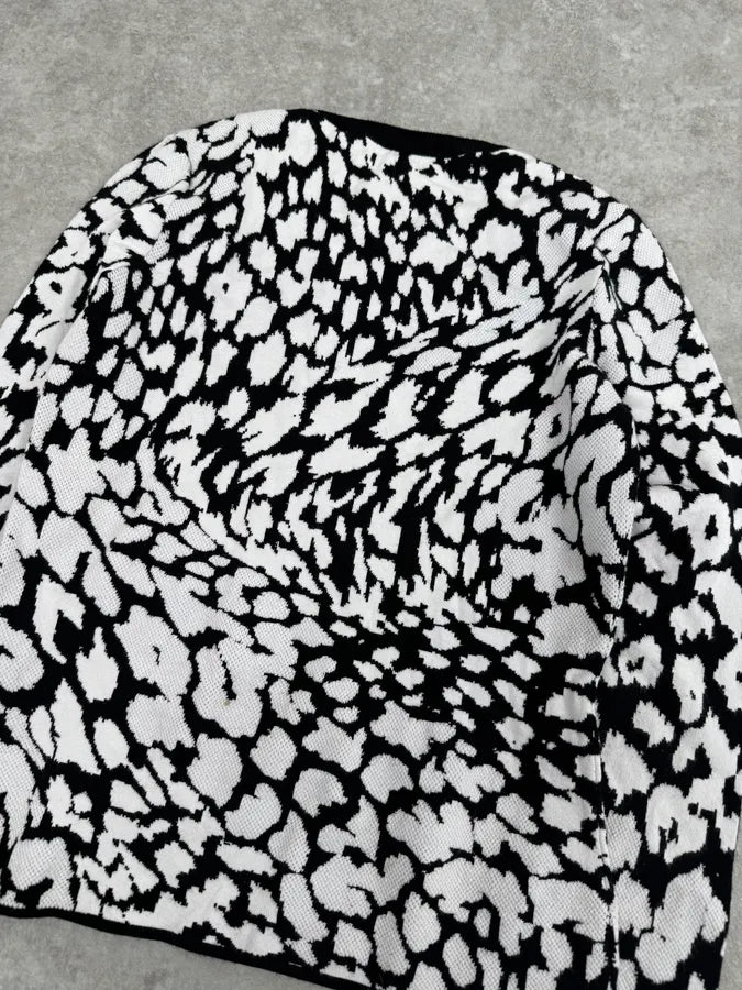 AW2021 Cavalli Black & White Irregular Volcano Pattern Sweater bMKnHbm 3