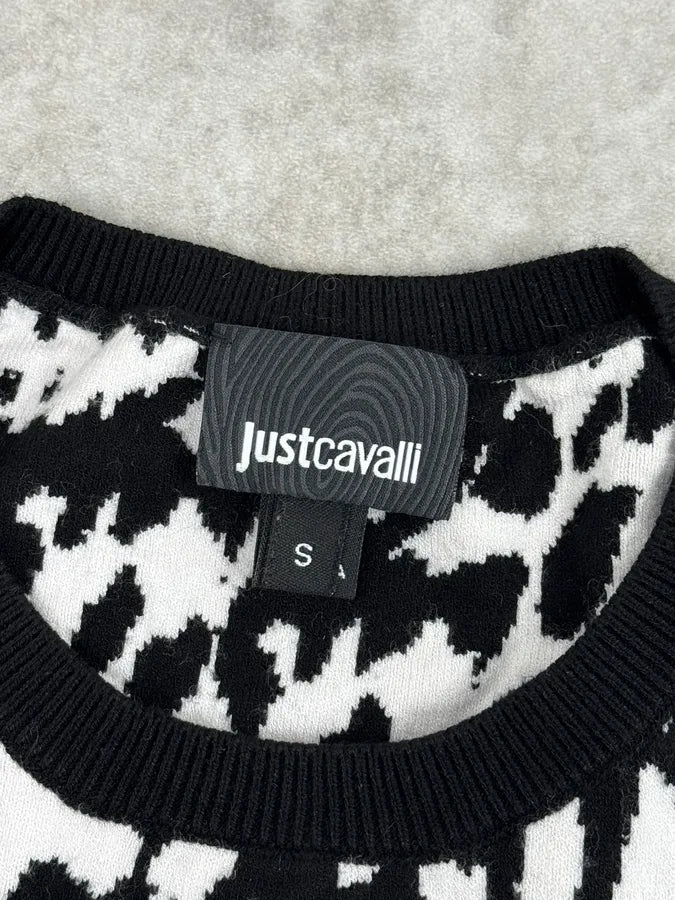 AW2021 Cavalli Black & White Irregular Volcano Pattern Sweater bMKnHbm 5