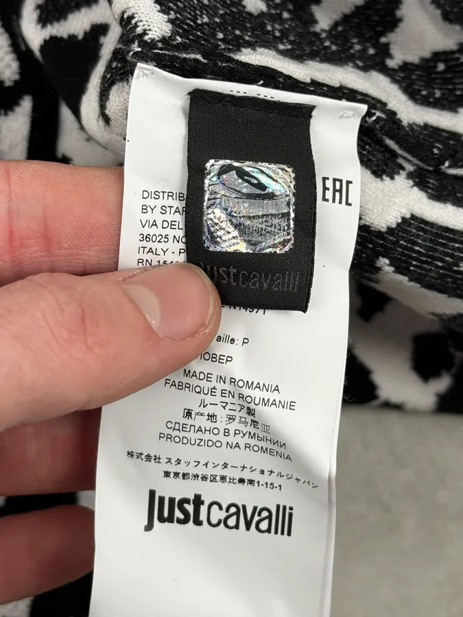 AW2021 Cavalli Black & White Irregular Volcano Pattern Sweater bMKnHbm 7