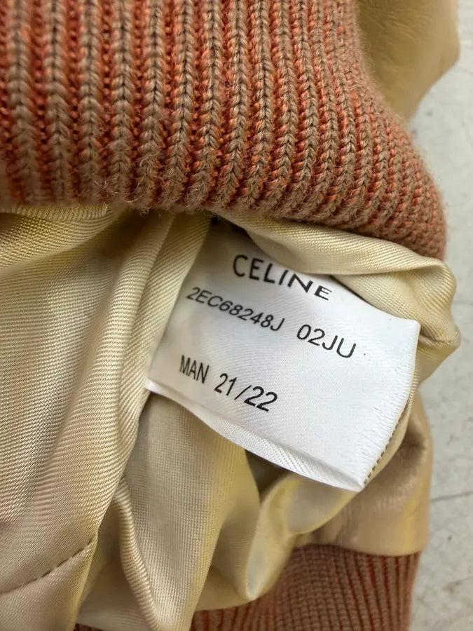 AW2021 Celine Beige Leather Bomber Jacket by Hedi Slimane vylodmg 10