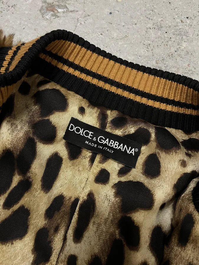 AW2021 Dolce & Gabbana Leopard Print Fur Bomber Cardigan Jacket gXTZrcC 8