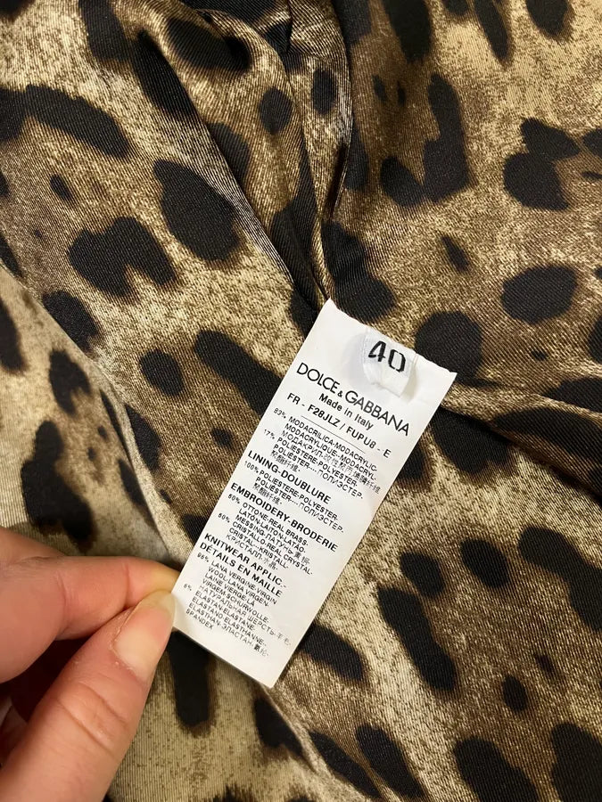 AW2021 Dolce & Gabbana Leopard Print Fur Bomber Cardigan Jacket gXTZrcC 9