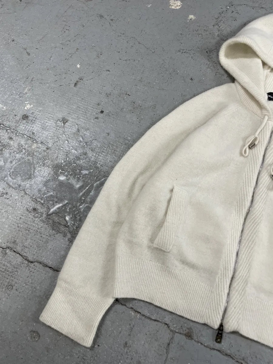 AW2021 Emporio Armani Beige Wool Hooded Zip-Up Sweater (S) 4