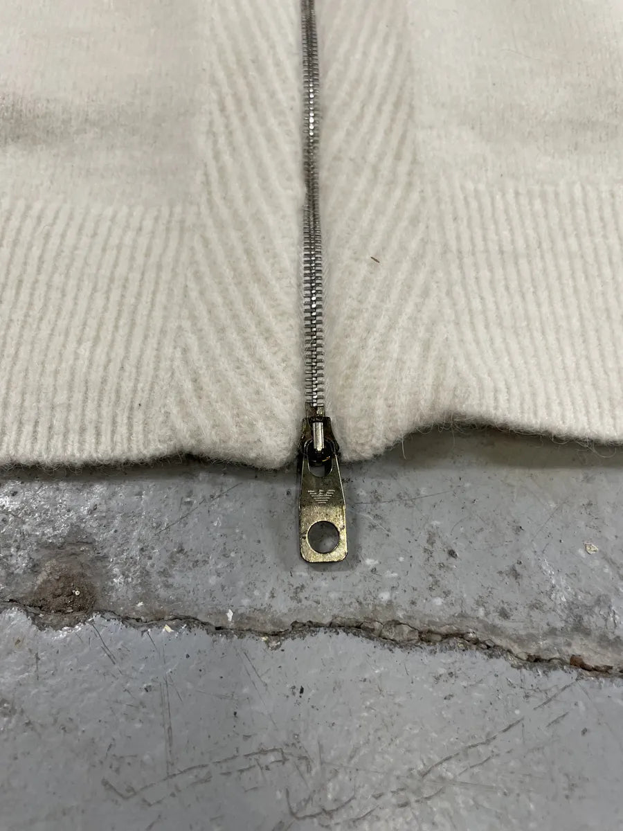 AW2021 Emporio Armani Beige Wool Hooded Zip-Up Sweater (S) 5