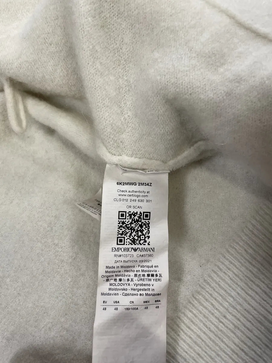 AW2021 Emporio Armani Beige Wool Hooded Zip-Up Sweater (S) 7