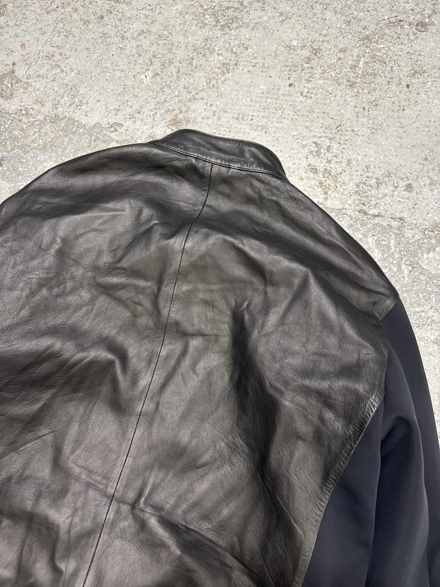 AW2021 Emporio Armani Black Leather Hybrid Jacket fONEXcG 5