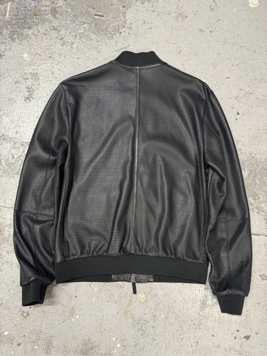 AW2021 Emporio Armani Black Perfored Leather Jacket (M/L) iaSbwvt 1