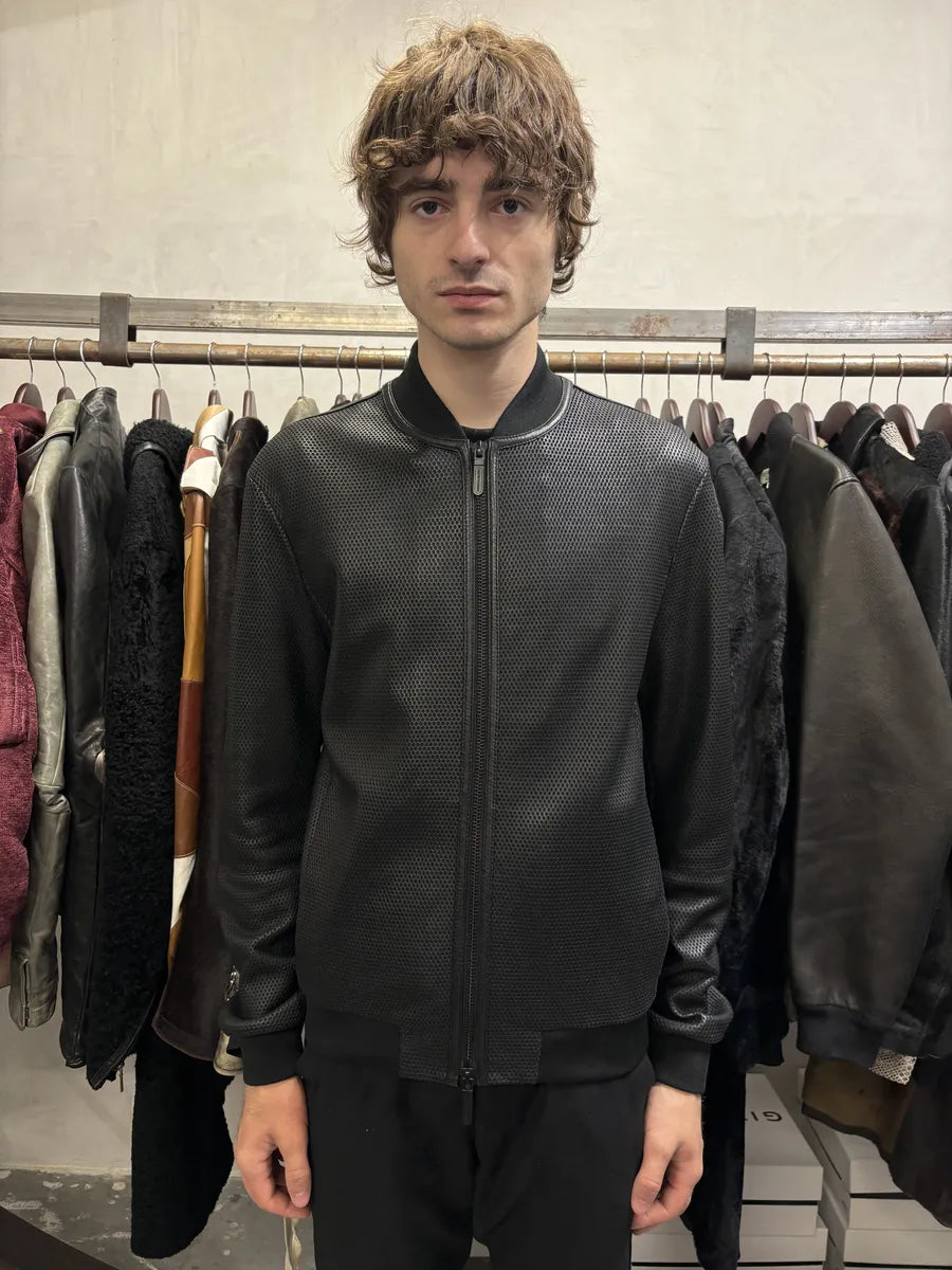 AW2021 Emporio Armani Black Perfored Leather Jacket (M/L) iaSbwvt 2