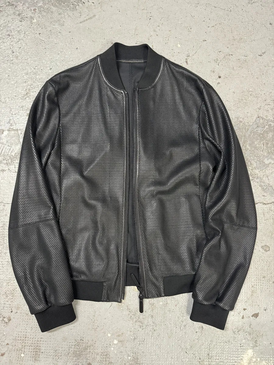 AW2021 Emporio Armani Black Perfored Leather Jacket (M/L) iaSbwvt 4