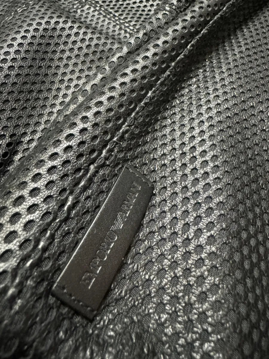 AW2021 Emporio Armani Black Perfored Leather Jacket (M/L) iaSbwvt 5