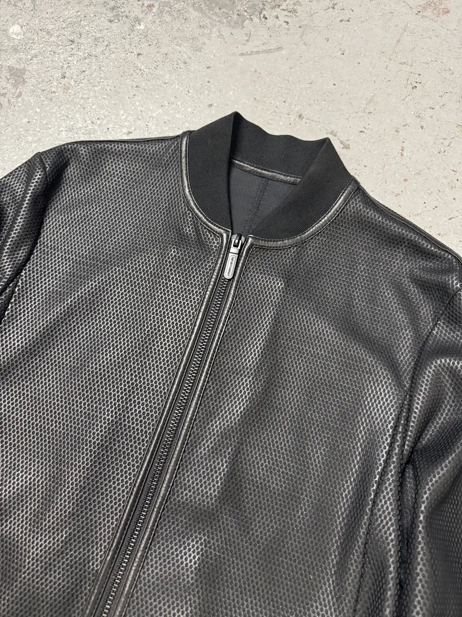 AW2021 Emporio Armani Black Perfored Leather Jacket (M/L) iaSbwvt 6