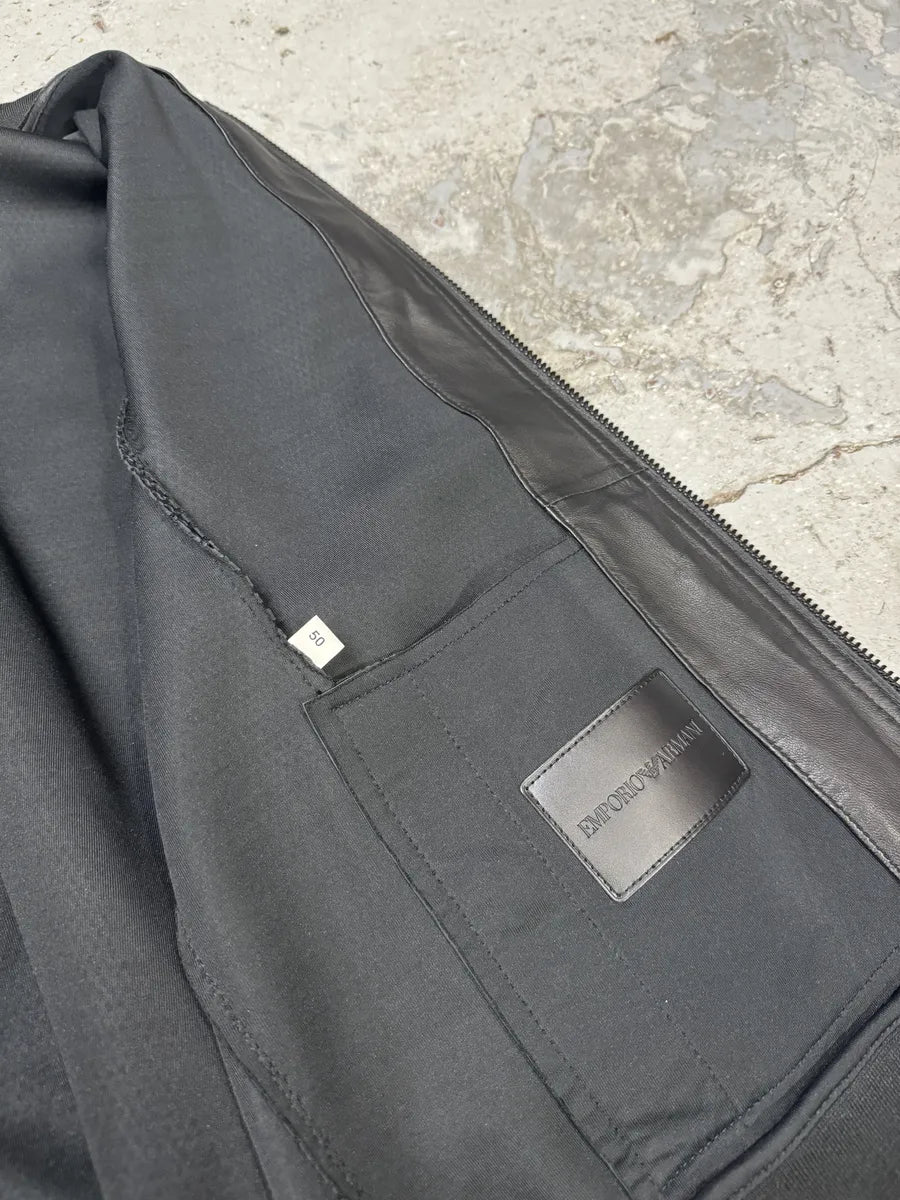 AW2021 Emporio Armani Black Perfored Leather Jacket (M/L) iaSbwvt 7