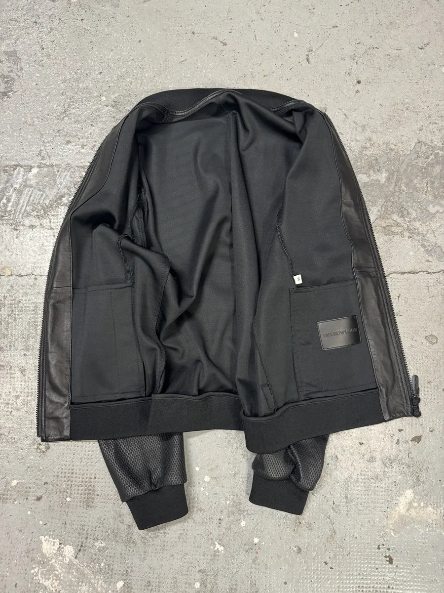 AW2021 Emporio Armani Black Perfored Leather Jacket (M/L) iaSbwvt 8