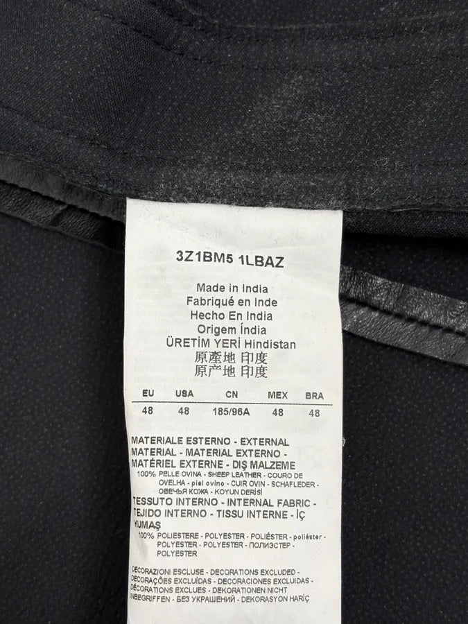 AW2021 Emporio Armani Black Premium Minimalist Leather Jacket uhIPqeO 8