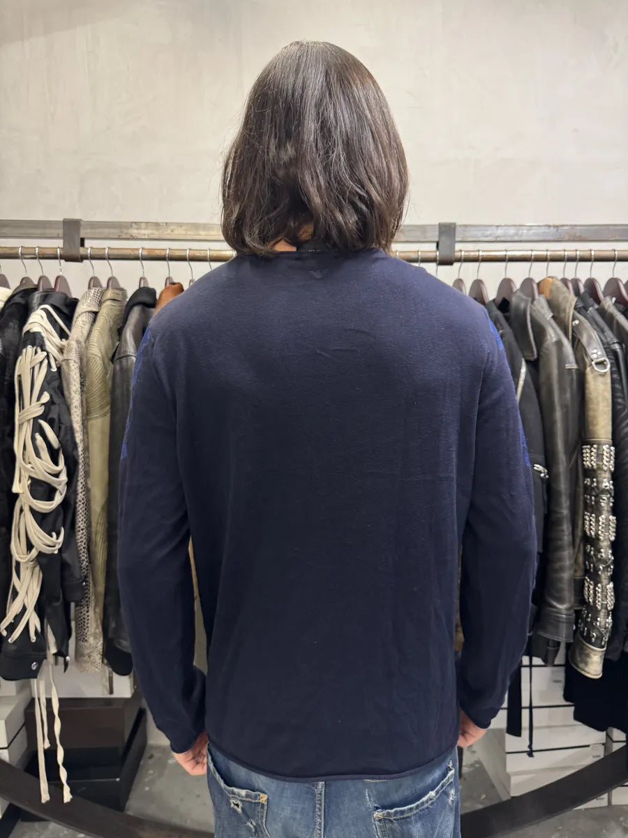 AW2021 Emporio Armani Blue Structured Sweater FmiDOnw 2