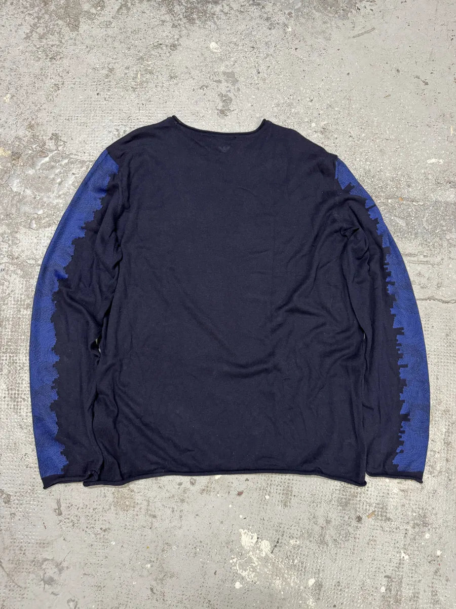 AW2021 Emporio Armani Blue Structured Sweater FmiDOnw 4