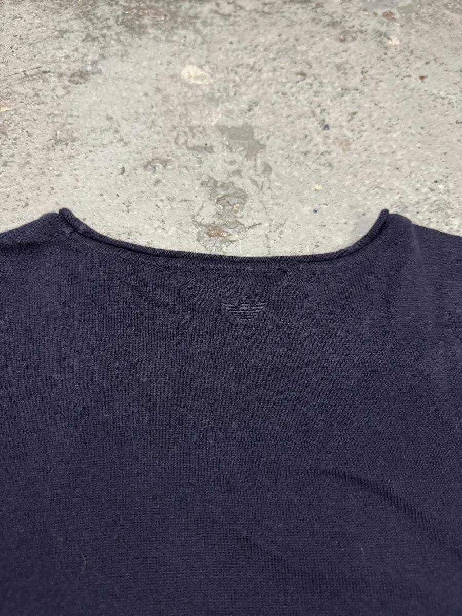 AW2021 Emporio Armani Blue Structured Sweater FmiDOnw 5