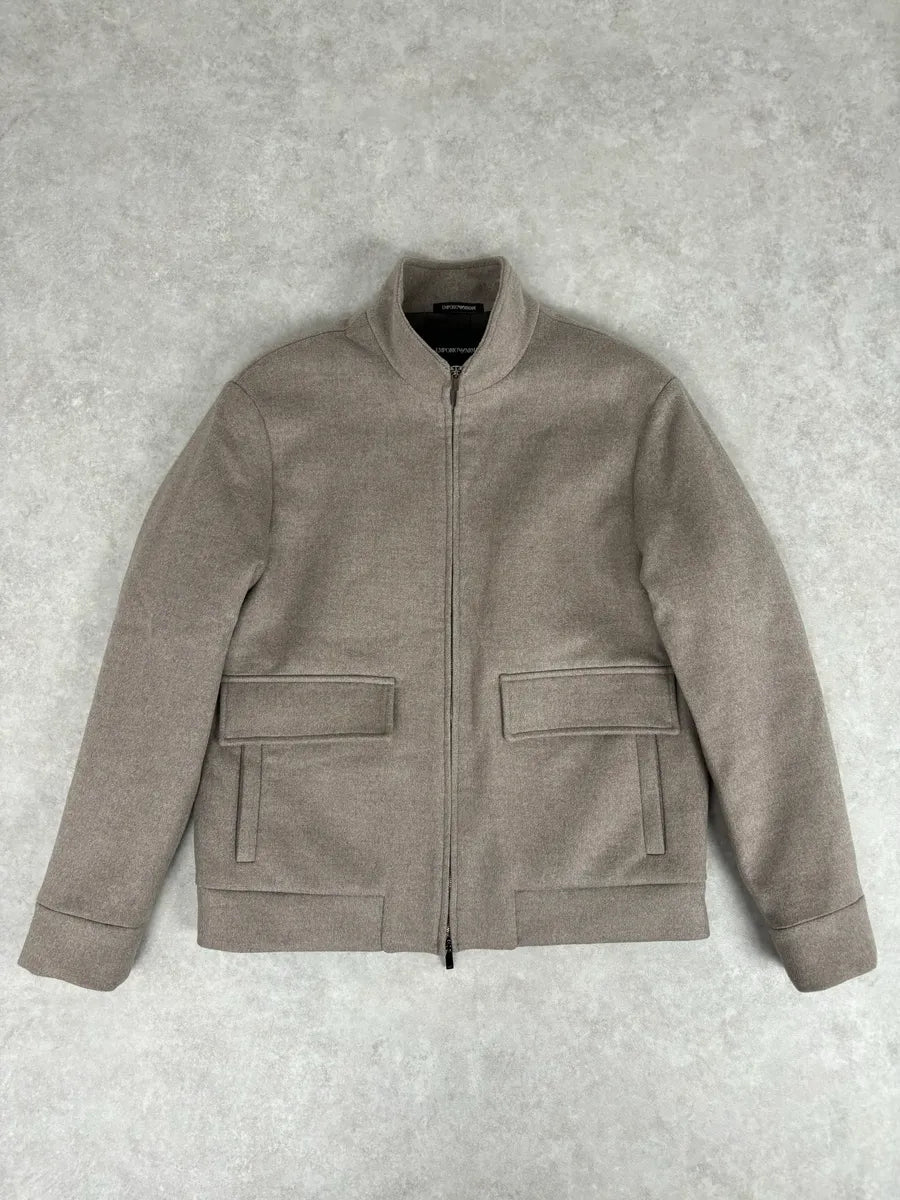 AW2021 Emporio Armani Classy Beige Wool Jacket fkmOQWF 0