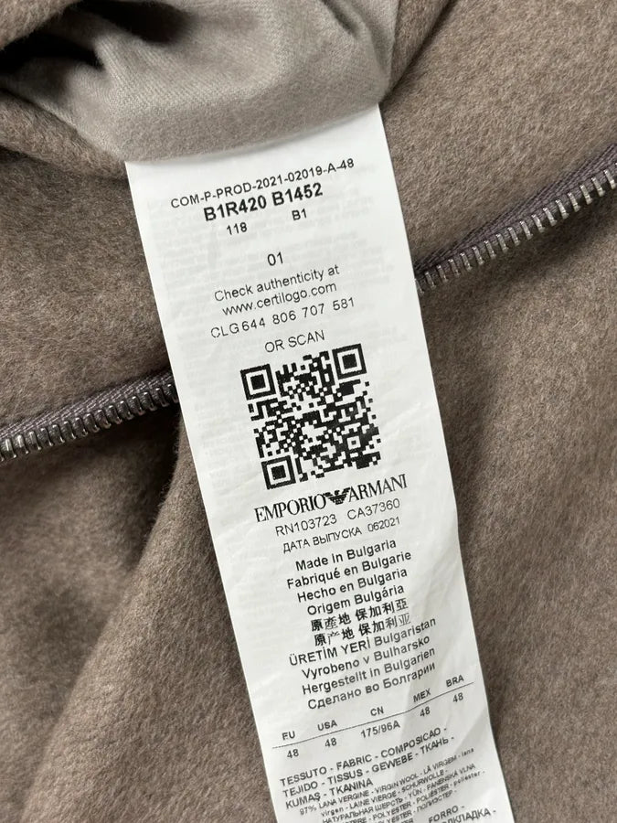 AW2021 Emporio Armani Classy Beige Wool Jacket fkmOQWF 10