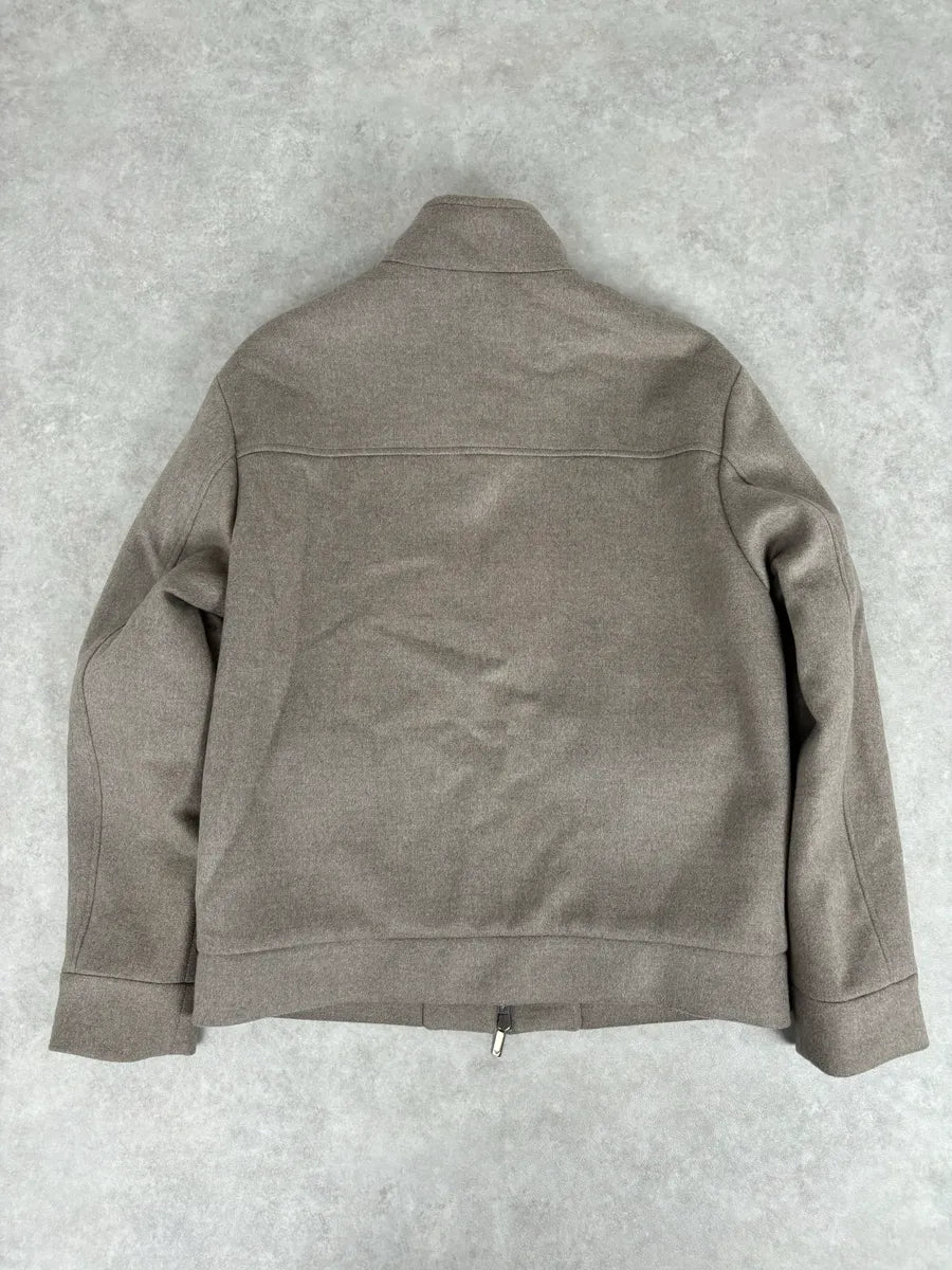 AW2021 Emporio Armani Classy Beige Wool Jacket fkmOQWF 4