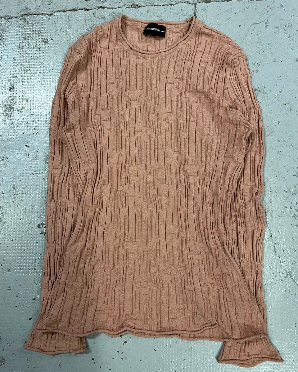AW2021 Emporio Armani Pink Textured Sweater nPnpvUM 0