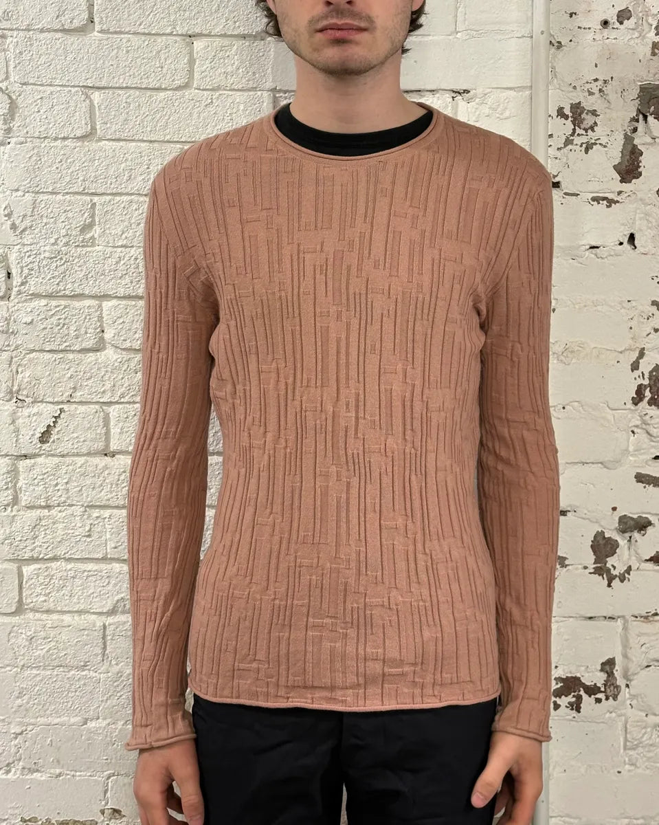AW2021 Emporio Armani Pink Textured Sweater nPnpvUM 1