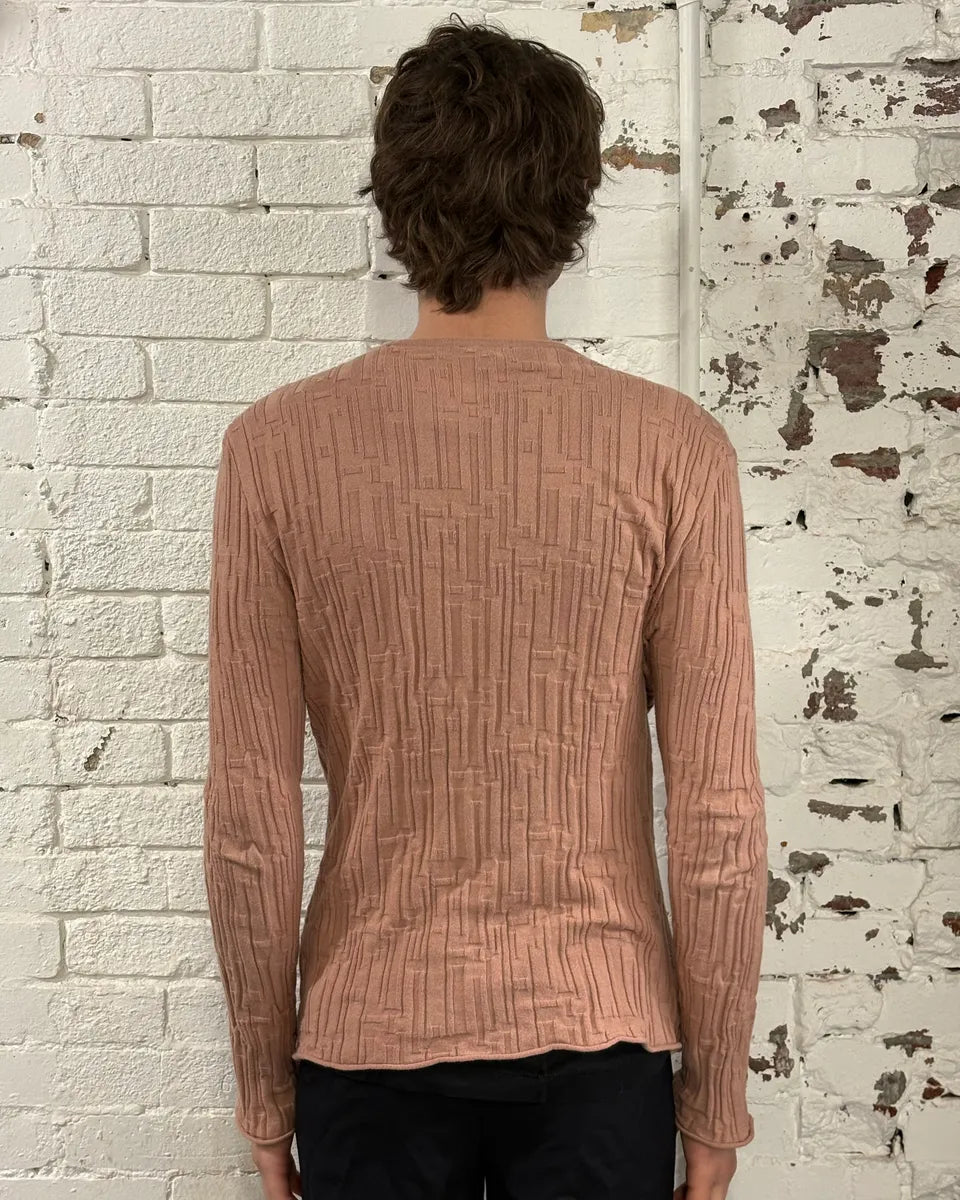 AW2021 Emporio Armani Pink Textured Sweater nPnpvUM 2