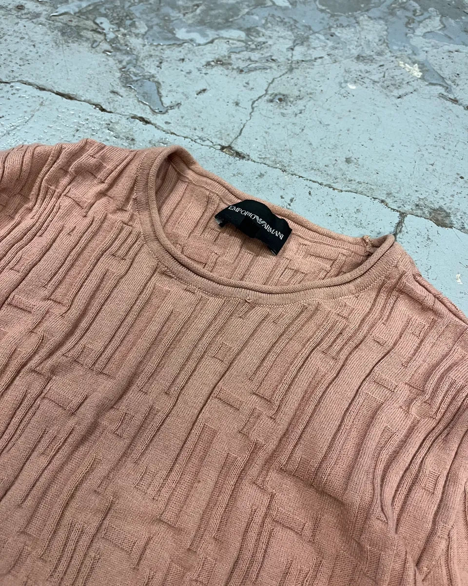 AW2021 Emporio Armani Pink Textured Sweater nPnpvUM 4