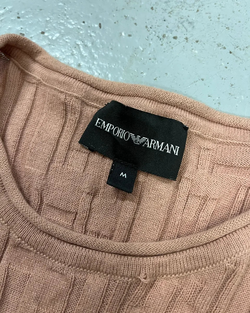 AW2021 Emporio Armani Pink Textured Sweater nPnpvUM 7