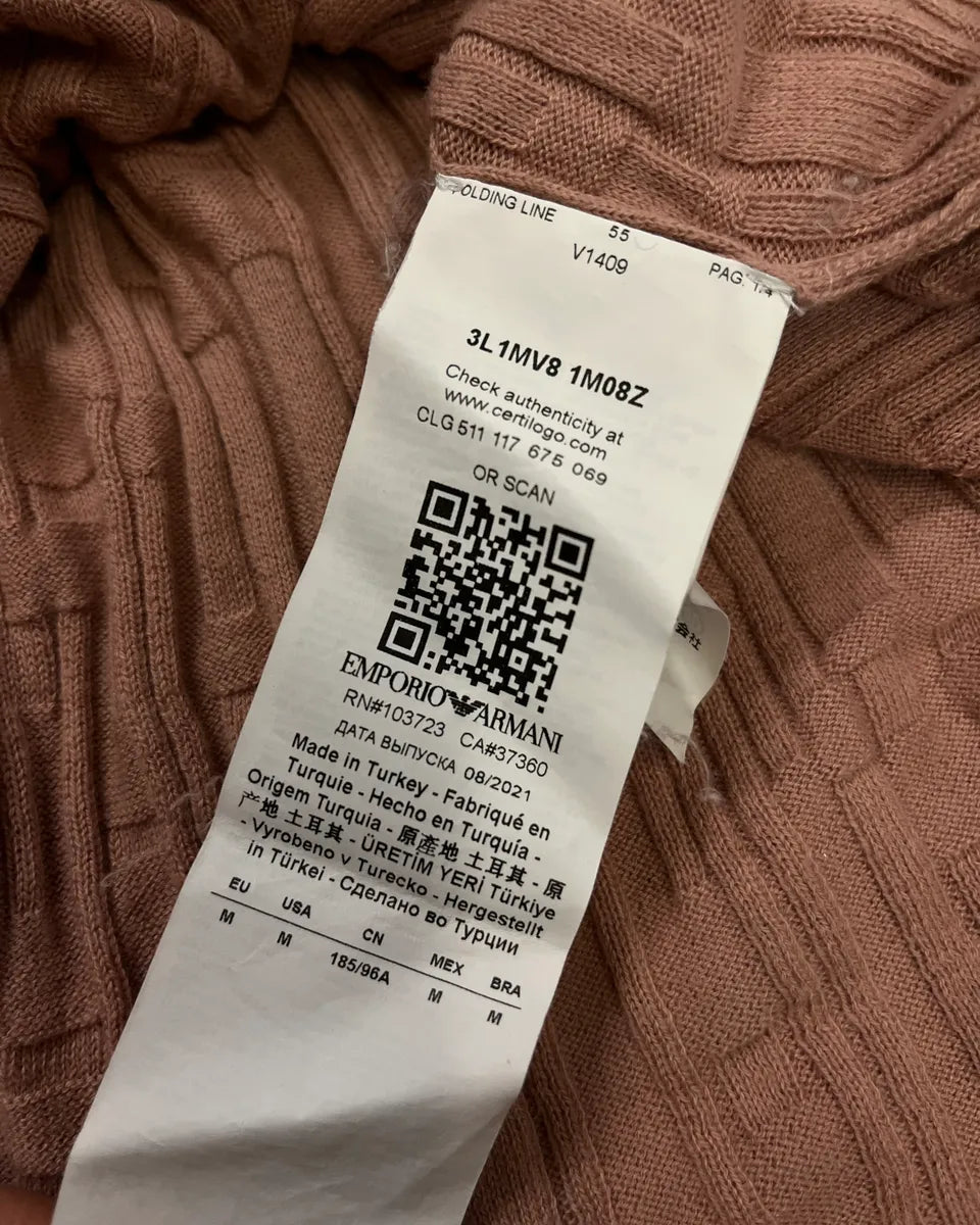 AW2021 Emporio Armani Pink Textured Sweater nPnpvUM 8