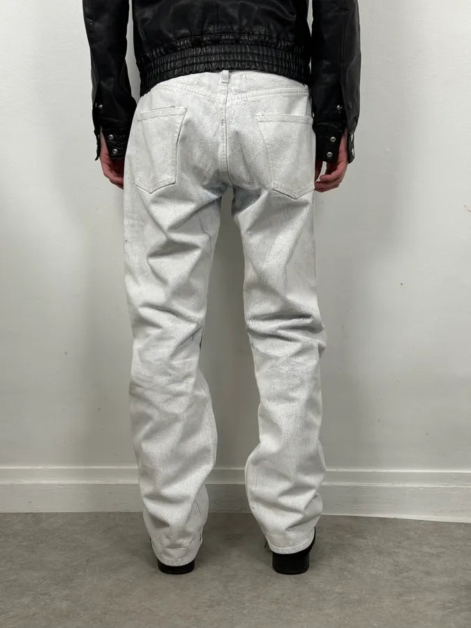 AW2021 Maison Margiela Painted White Cracked Denim Jeans Hcpzrhh 2