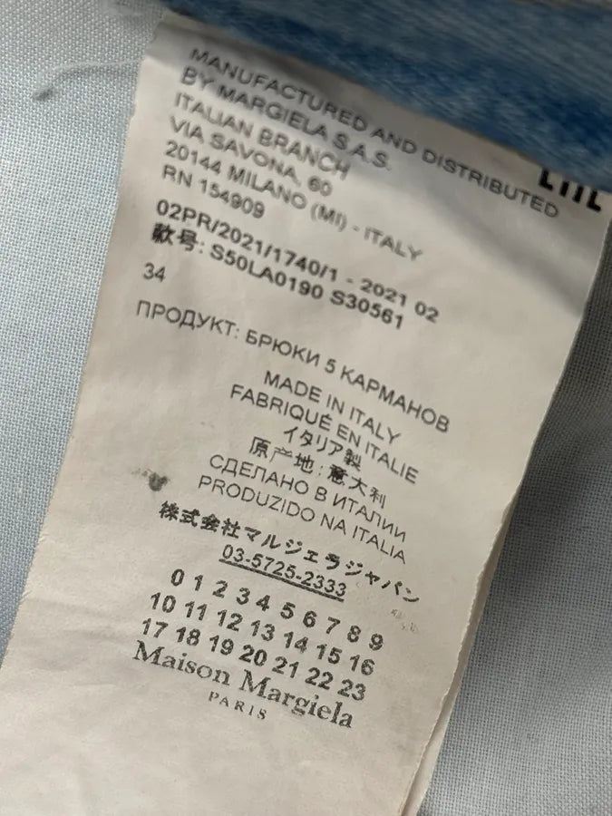 AW2021 Maison Margiela Painted White Cracked Denim Jeans Hcpzrhh 11