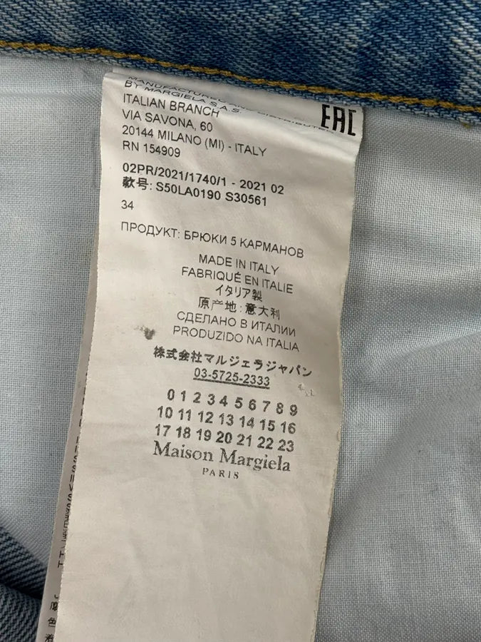 AW2021 Maison Margiela Painted White Cracked Denim Jeans Hcpzrhh 10