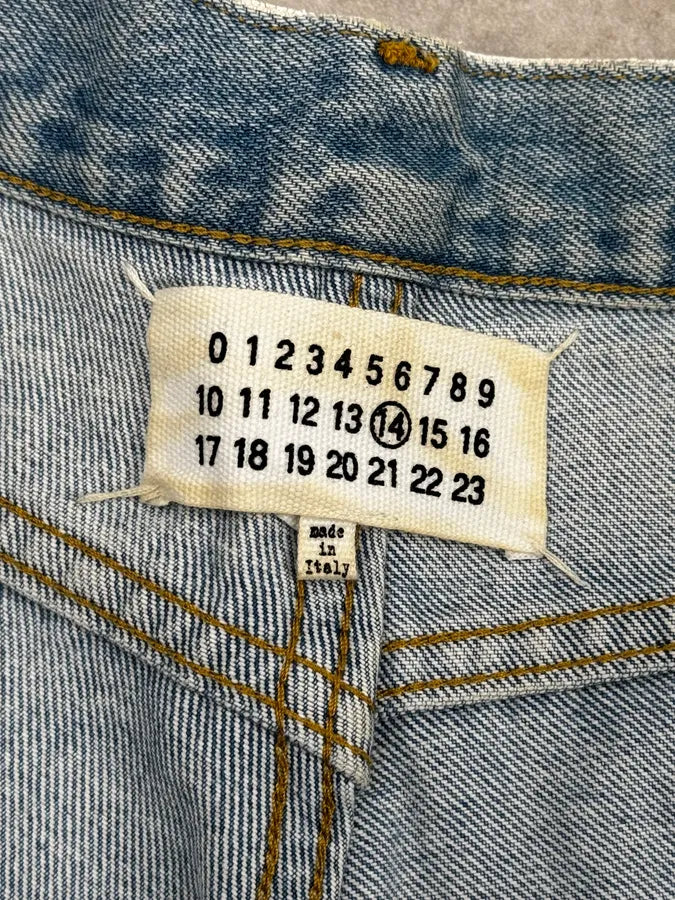 AW2021 Maison Margiela Painted White Cracked Denim Jeans Hcpzrhh 8