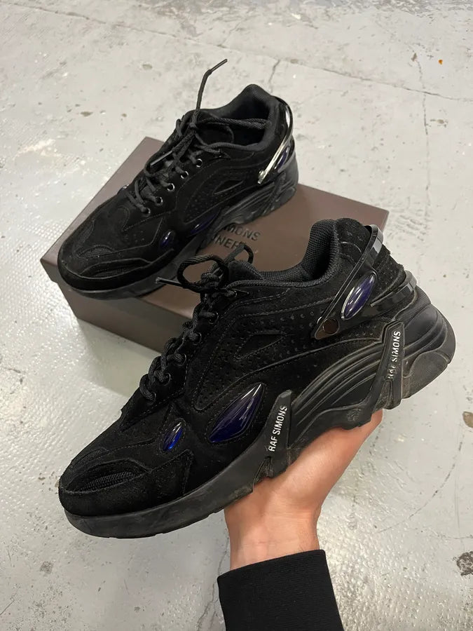 AW2021 Raf Simons Cylon Black Suede Leather Sneakers ghWQbCy 0